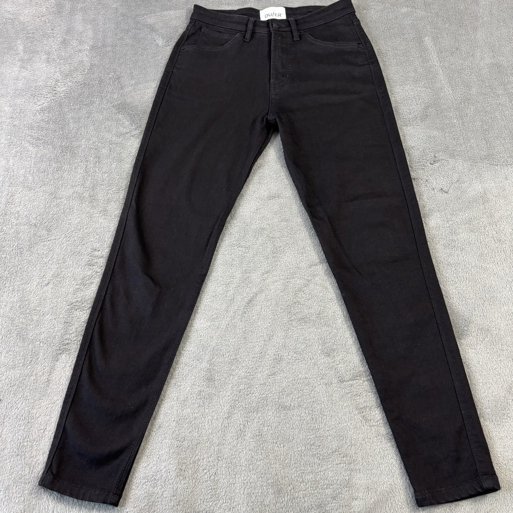 DU/ER DUER Jeans Womens 27x27.5 Black Skinny Slim StretchStraight Mid Rise EUC